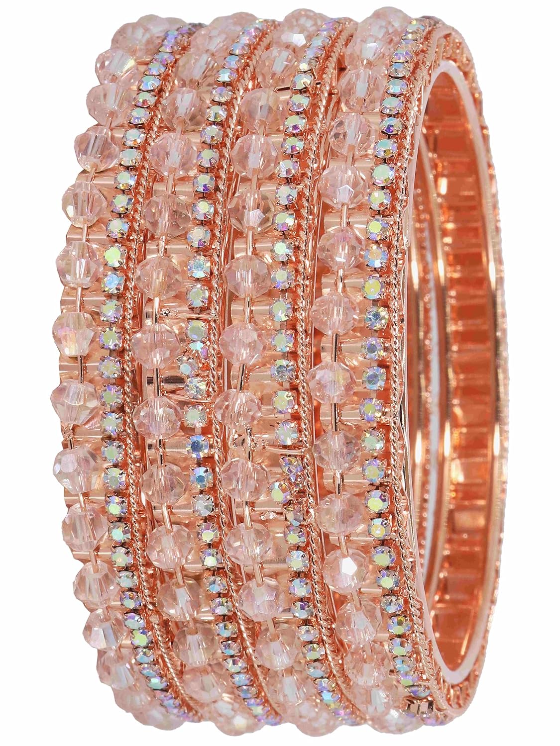 NMII Premium Alloy Metal Kada Set with Shiny Diamond Stone For Women & Girls | Fancy Latest Women's Kangan Stylish | Beautiful Girl's Bangles For Wedding, Party, Daily, Gift - Set Of 4