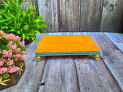 SHINDE EXPORTS Wooden Meenakari Chowki Bajot for Idols and Pooja Articles (Orange 23 x15cm)