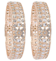 NMII Gold Plated Metal Kada Bangles Set For Women & Girls with American Diamond Stone | Stone Work Stylish Bangles Set | Traditional Bangles For Wedding, Party, Ocassion Fashion Jewellery- Set of 2