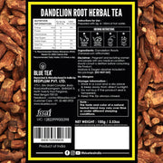 BLUE TEA - Dandelion Root Tea - 100 grams | IMPROVES DIGESTION | Liver Detox Herbal Tea - Caffeine Free - Non-Bitter - Mild Flavor | Ziplock Pack