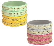 NMII Acrylic (Plastic) With Zircon Gemstone and Studded Worked with Glossy Finished Kada Set For Women and Girls