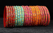 NMII Glass and Studded with Zircon Gemstone And Glossy Finished Bangle set for Women and Girls