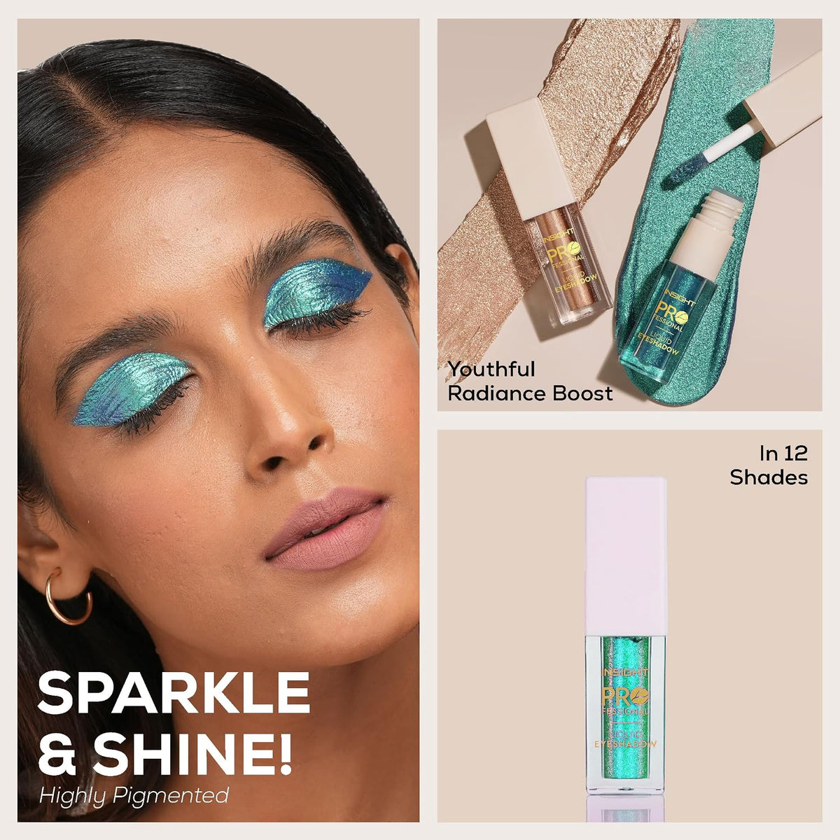 INSIGHT Professional Liquid Eyeshadow - (Stellar) | Light Weighted Formula | Infused with Skincare Ingredients | Water Resistant Pigment | High Shine Shimmers (5g)