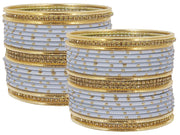 NMII Non-Precious Metal Base Metal with Zircon Gemstone Studded worked Spread with Glitter Glossy Finished Bangle Set For Women and Girls