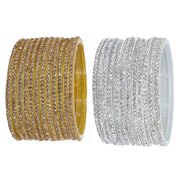 NMII Fancy Diamond Stone Glass Bangles Set For Women & Girls | Diamond Bangles | Bangles For Women Glass | Bangles For Wedding, Party, Function, Daily use | Chudi Set | Kanch ki Chudiyan- Set of 24