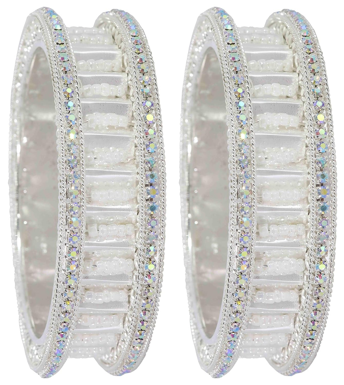 NMII Gold Plated Metal American Diamond & Kundan Bangles Set For Women & Girls | Kada Set For Women | Antique Bangles | Women's Bangles Set For Wedding, Party, Occasion Jewellery- Set of 2