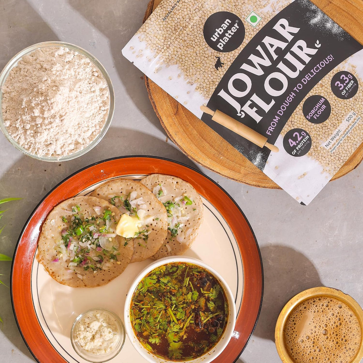 Urban Platter Jowar Flour, 500g (Sorghum Flour | Ancient Supergrain | Rich in Fibre, Iron & Protein)