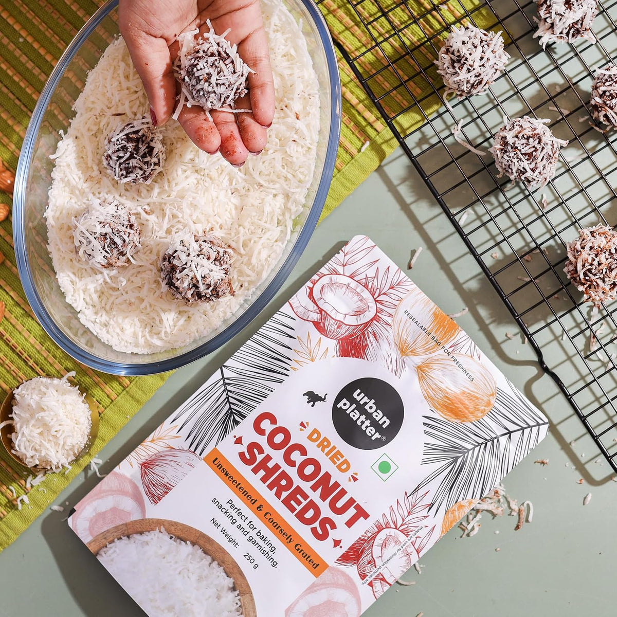 Urban Platter Dried Coconut Shreds 500g (Unsweetened Coarsely Grated, Ideal for Baking, Garnishing & Indian Sweets)