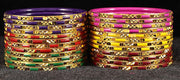 NMII Non-Precious Metal Base Metal with Cutting Pattern worked Glossy Finished Bangle Set For Women and Girls