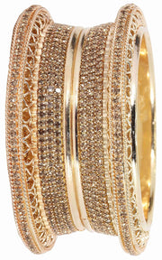 NMII Alloy Metal Gold Plated Bangles Set For Women & Girls Studded Zircon Stone | Stylish Diamond Bangles | Women's bangles | Metal Bangles- (Pack of 2)