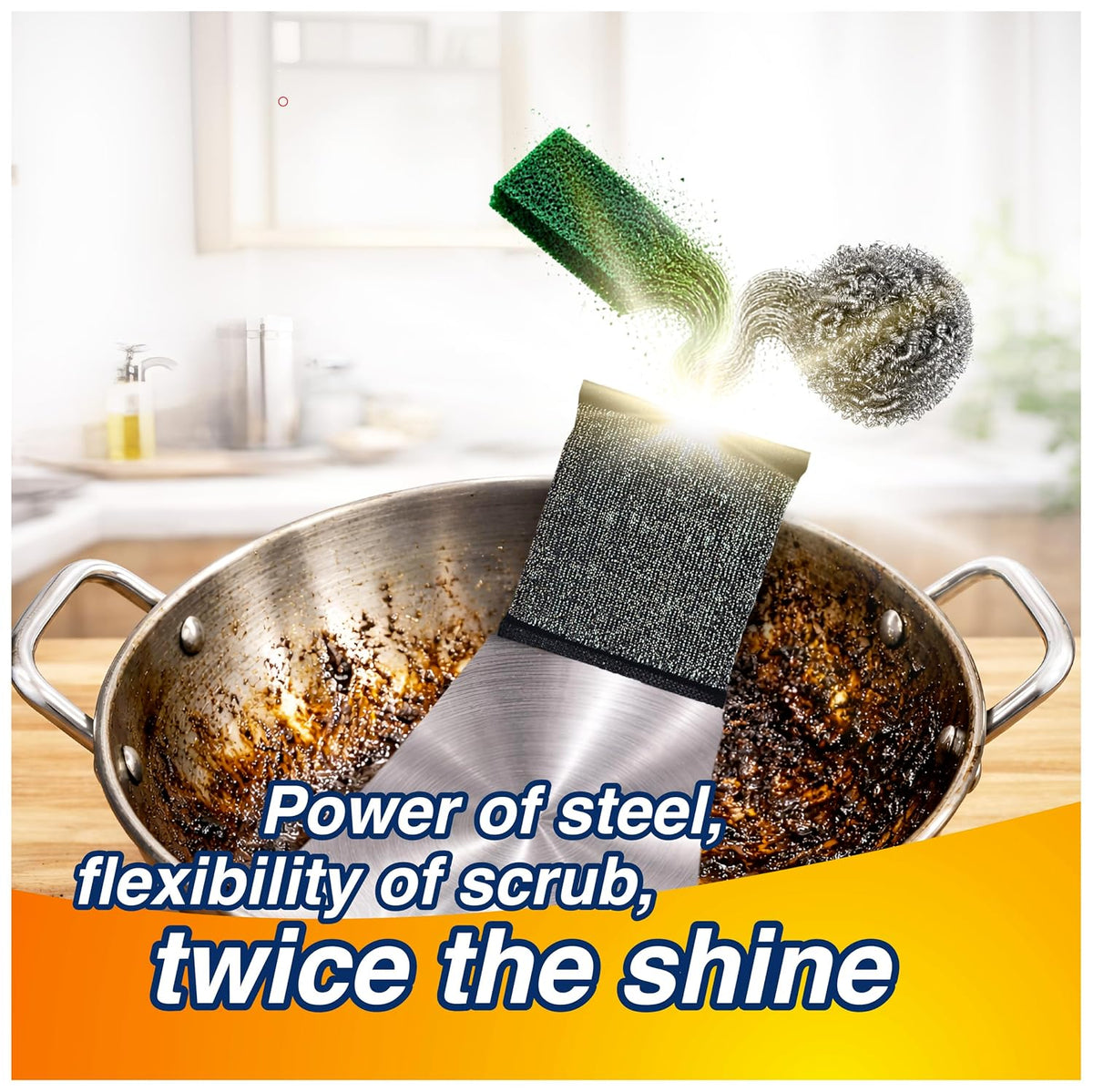 Gala Super Scrub Set – Made of Steel – Black – Pack of 6