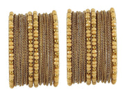 NMII Metal with Zircon Gemstone, Pearls and Beads Studded Glossy Finished Bangle Set For Women and Girls