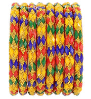 NMII Glass with Leaf Cut Beads and Balls Studded Glossy Finished Kada Set For Women and Girls