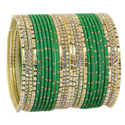 NMII Non-Precious Metal with Base Metal and Studded with Rainbow Zircon Gemstone Glossy Finished Traditional Bangle set for Women and Girls