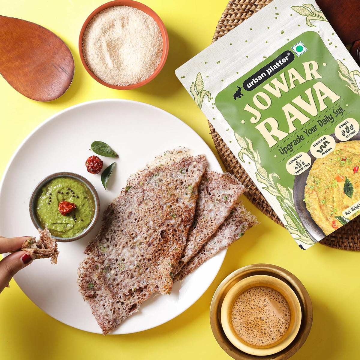 Urban Platter Jowar Rava, 500g (Naturally Gluten-free | Source of Protein & Fibre | A Smart Swap for Regular Sooji | Perfect for Upma, Khichdi, Porridge, Halwa & More)