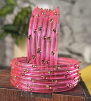 NMII Trending Glass Bangles Set With Zircon Gemstone For Women & Girls | Viral Kanch Ki Chudi | Best Gift For Women | Stylish Chooriyan Collection For Wedding Festive Party - Set Of 12