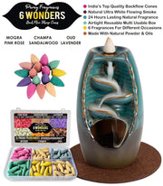 Parag Fragrances 6 Wonders बैकफ्लो धूप कोन्स / Back Flow Incense Cones (Rose, Sandalwood, Lavender, Mogra, Champa & Oud) for Smoke Fountain/Original Backflow Dhoop Cones Natural Oil
