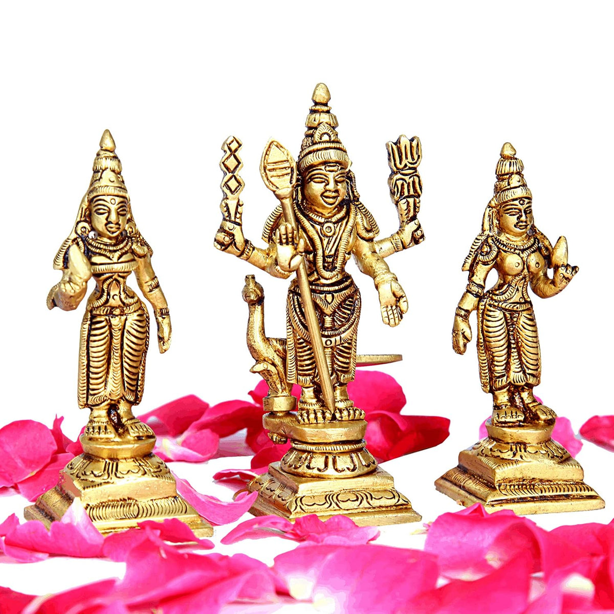 Aalayam Selveer Murugan Valli Deivanai Statue | Murugan Valli Deivanai Idol | Murugan Valli Deivanai Brass Gold Colour 1 Set