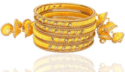 NMII Metal & Fabric Zircon Bangles Set for Women & Girls, Pack of 4 Kada Set
