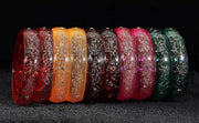 NMII Glass with Glitter and Feather Design Glossy Finished Multicolor Kada Set For Girls and Women- (Football-A21-MR2-2.4), Pack of 10 Multicolor Kada