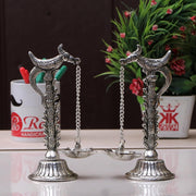 KridayKraft Parrot Design Metal Hanging with Chain Diya Pair of Parrot Design