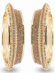 NMII Alloy Metal Gold Plated Bangles Set For Women & Girls Studded Zircon Stone | Stylish Diamond Bangles | Women's bangles | Metal Bangles- (Pack of 2)