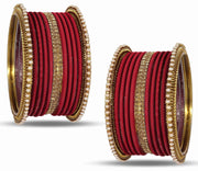 NMII Non-Precious Metal Base Metal Studded with Zircon Gemstone Or Pearl with Cutting Shaped Matte Finished Bangle Set For Women and Girls