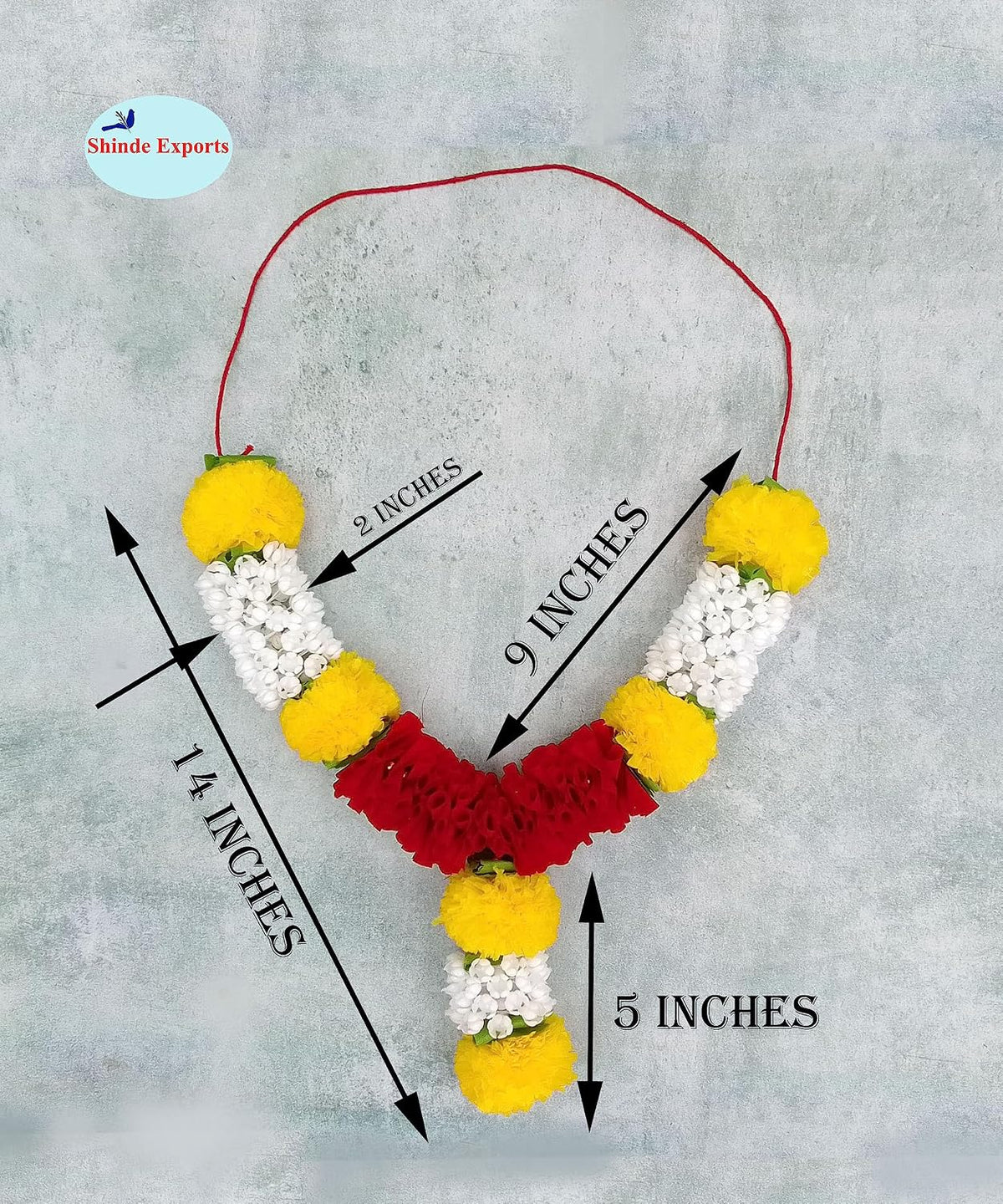 SHINDE EXPORTS Artificial Plastic Marigold Fool mala Garland for Photo Frame god Idols Pooja Room Dead Person Garlands for Home Decoration (Style 3, 14 inches)