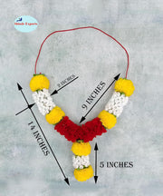 SHINDE EXPORTS Artificial Plastic Marigold Fool mala Garland for Photo Frame god Idols Pooja Room Dead Person Garlands for Home Decoration (Style 3, 14 inches)