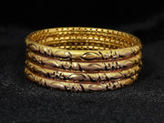 NMII Brass Metal with Gold Plating Bangles Set For Women's & Girls (Pack of 4)