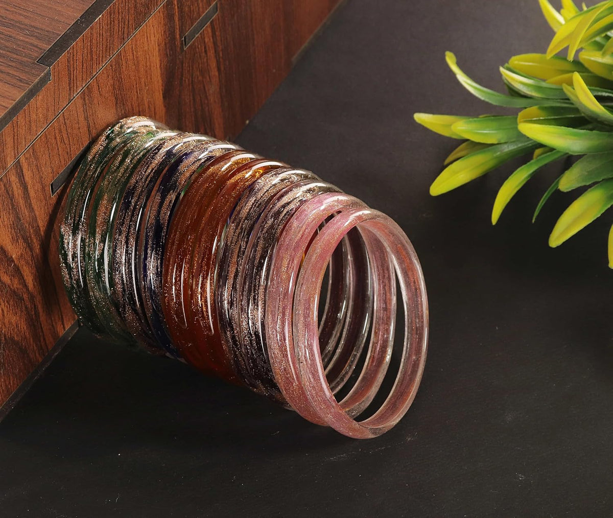 NMII Plain Multicolour Glass Kada Combo Set For Women And Girls With Sleek Finish | Simple Design Kada Set | Glass Kada Set For Women | Glass Bangles-Pack Of 20 Kada