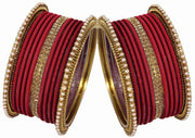 NMII Non-Precious Metal Base Metal Studded with Zircon Gemstone Or Pearl with Cutting Shaped Matte Finished Bangle Set For Women and Girls