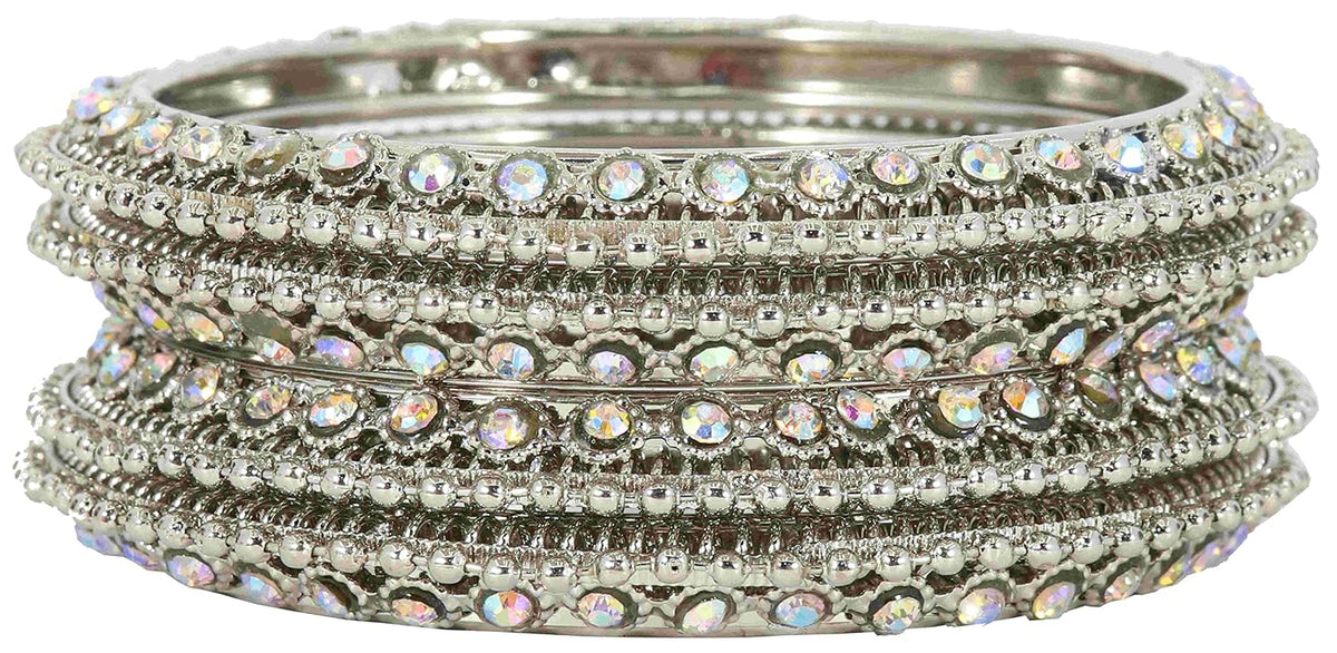 NMII Non-Precious Metal Base Metal with Zircon Gemstone Studded worked and Link with Ball Chain Glossy Finished Kada Set For Women and Girls