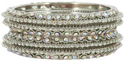 NMII Non-Precious Metal Base Metal with Zircon Gemstone Studded worked and Link with Ball Chain Glossy Finished Kada Set For Women and Girls