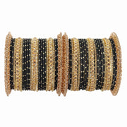 NMII Non-Precious Metal with Base Metal and studded with Zircon Gemstone or Zari Dotted Glossy Finished Traditional Chuda Bangle set for Women and Girls