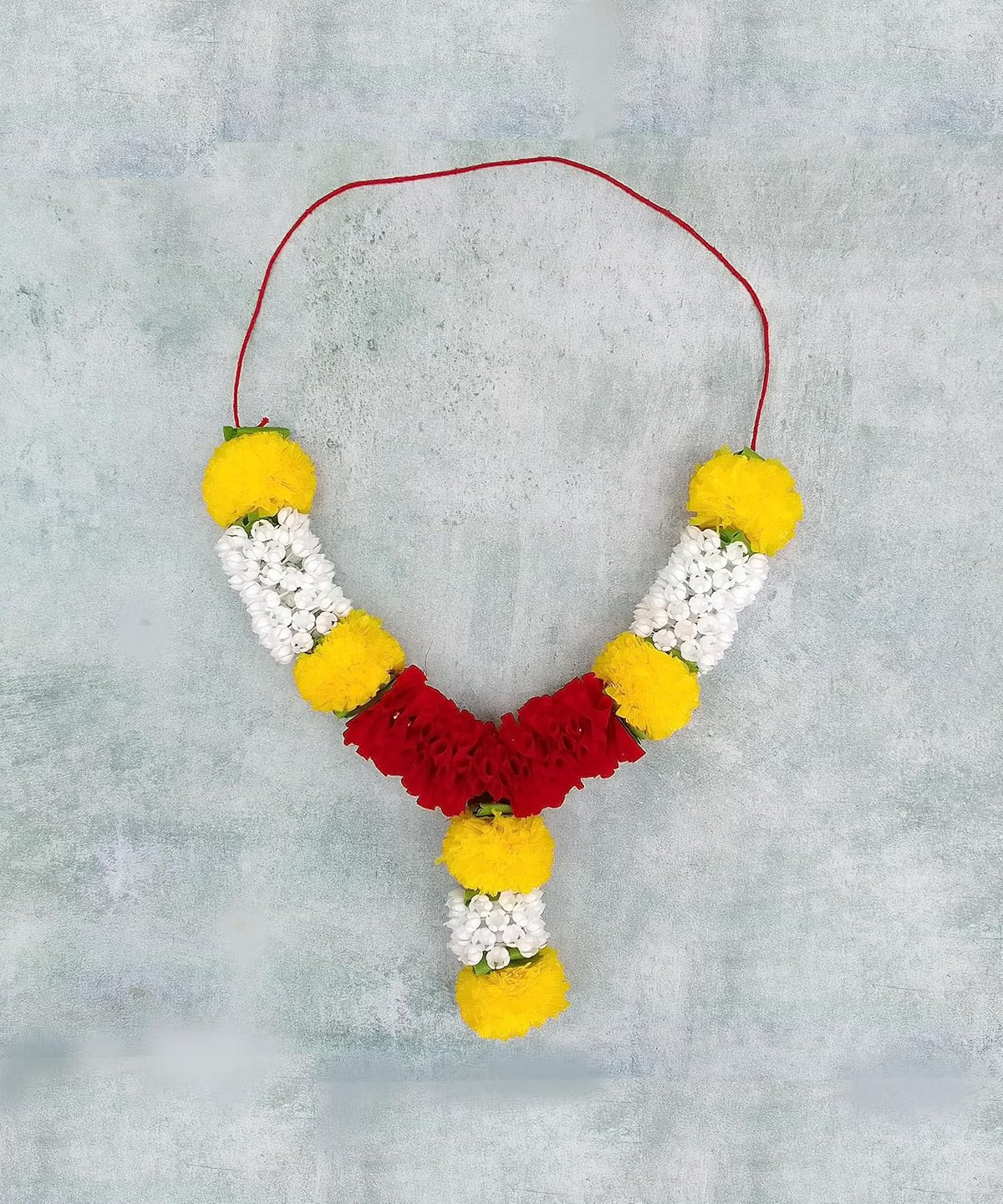 SHINDE EXPORTS Artificial Plastic Marigold Fool mala Garland for Photo Frame god Idols Pooja Room Dead Person Garlands for Home Decoration (Style 3, 14 inches)