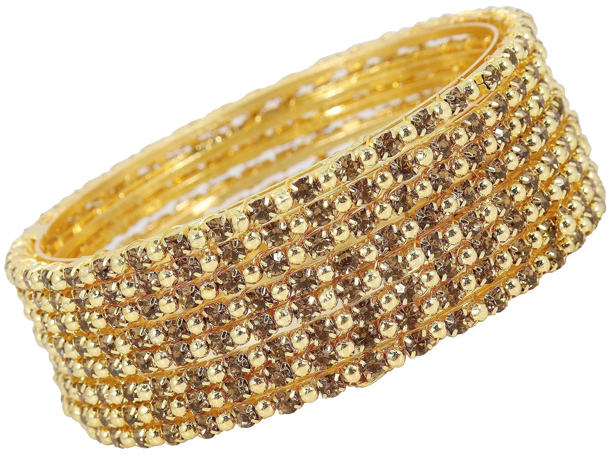 NMII Alloy Metal with Zircon Gemstone and Pearls Adorned Bangles Set For Women and Girls