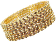 NMII Alloy Metal with Zircon Gemstone and Pearls Adorned Bangles Set For Women and Girls