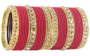 NMII Non-Precious Metal Base Metal and Studded Zircon Gemstone and Matte Finish Worked Bangle set for Women/Girls