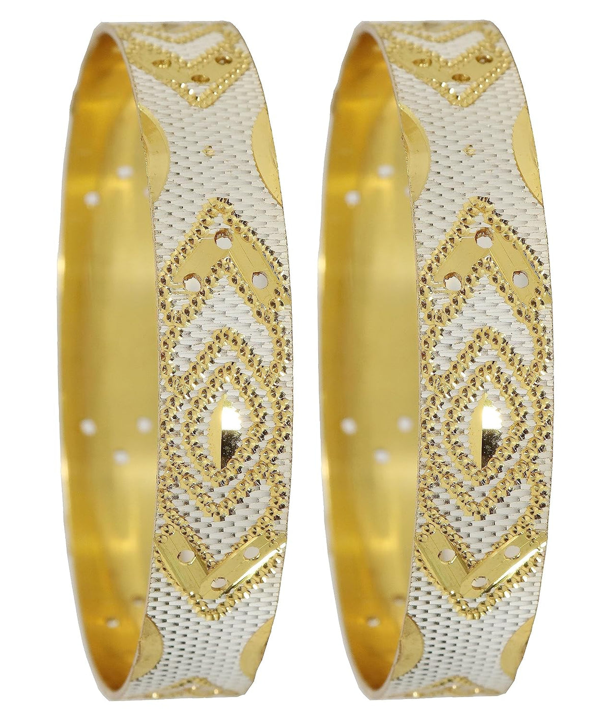 NMII Brass Gold Plated Bangles Set For Women's & Girls (Pack of 2)