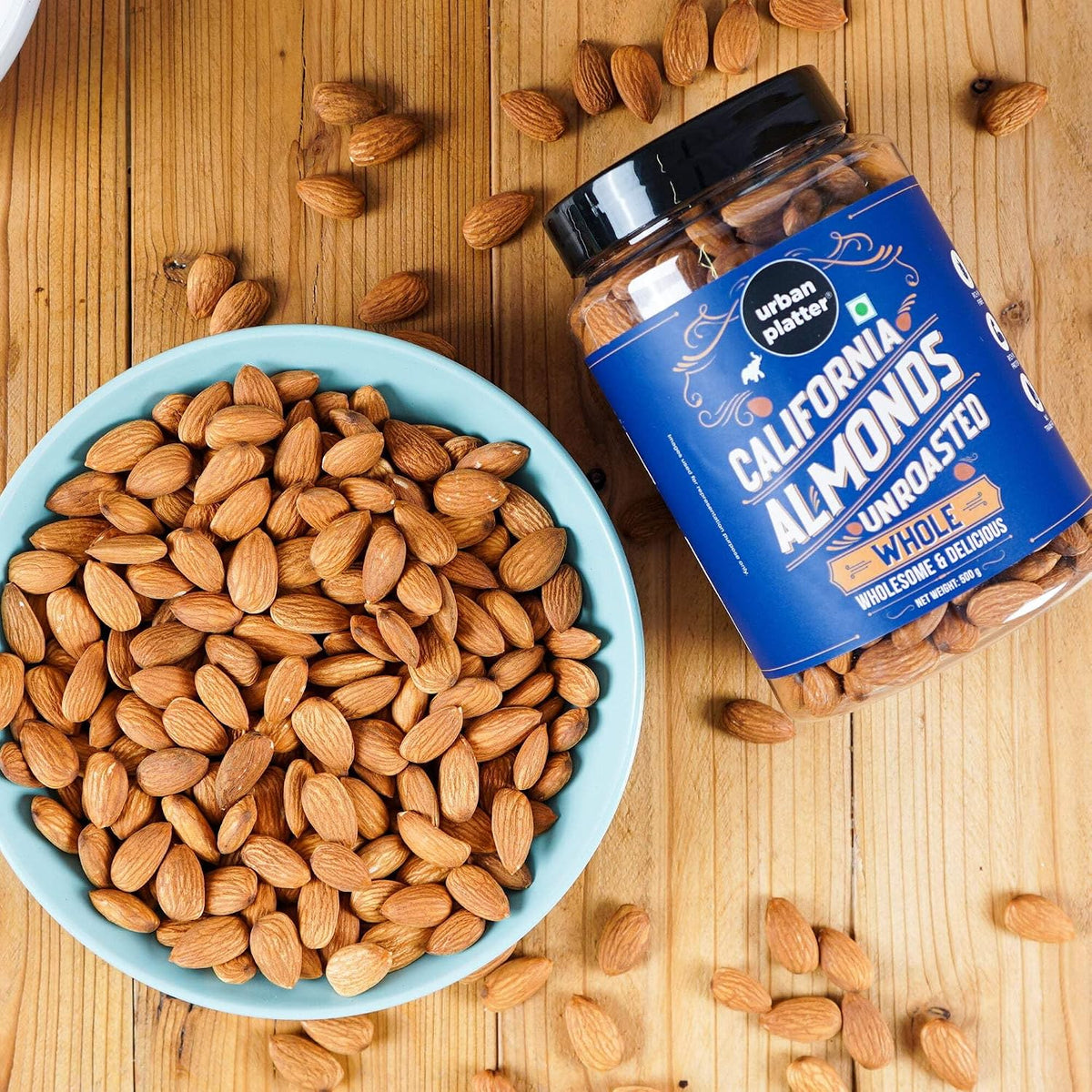 Urban Platter Raw California Almonds, 500G