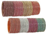 NMII Glass with Plain and Glossy Finished Bangle Set For Women and Girls