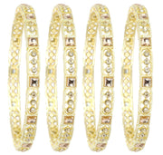 NMII Gold Plated Metal Kundan Stone & American Diamond Bangles Set For Women & Girls | AD Bangles | Traditional Bangles Set | Stone Work | Premium Design | Wedding, Party, Occasion- Set of 4