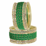 NMII Non-Precious Metal with Base Metal and Studded with Rainbow Zircon Gemstone Glossy Finished Traditional Bangle set for Women and Girls