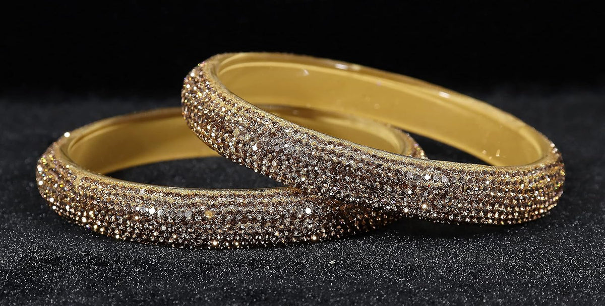 NMII Glass with Zircon Gemstone and Glitter Kada Set For Women and Girls
