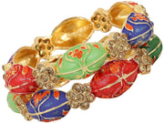NMII Metal with Zircon Gemstone Studded Traditional Look Kada Set For Women and Girls
