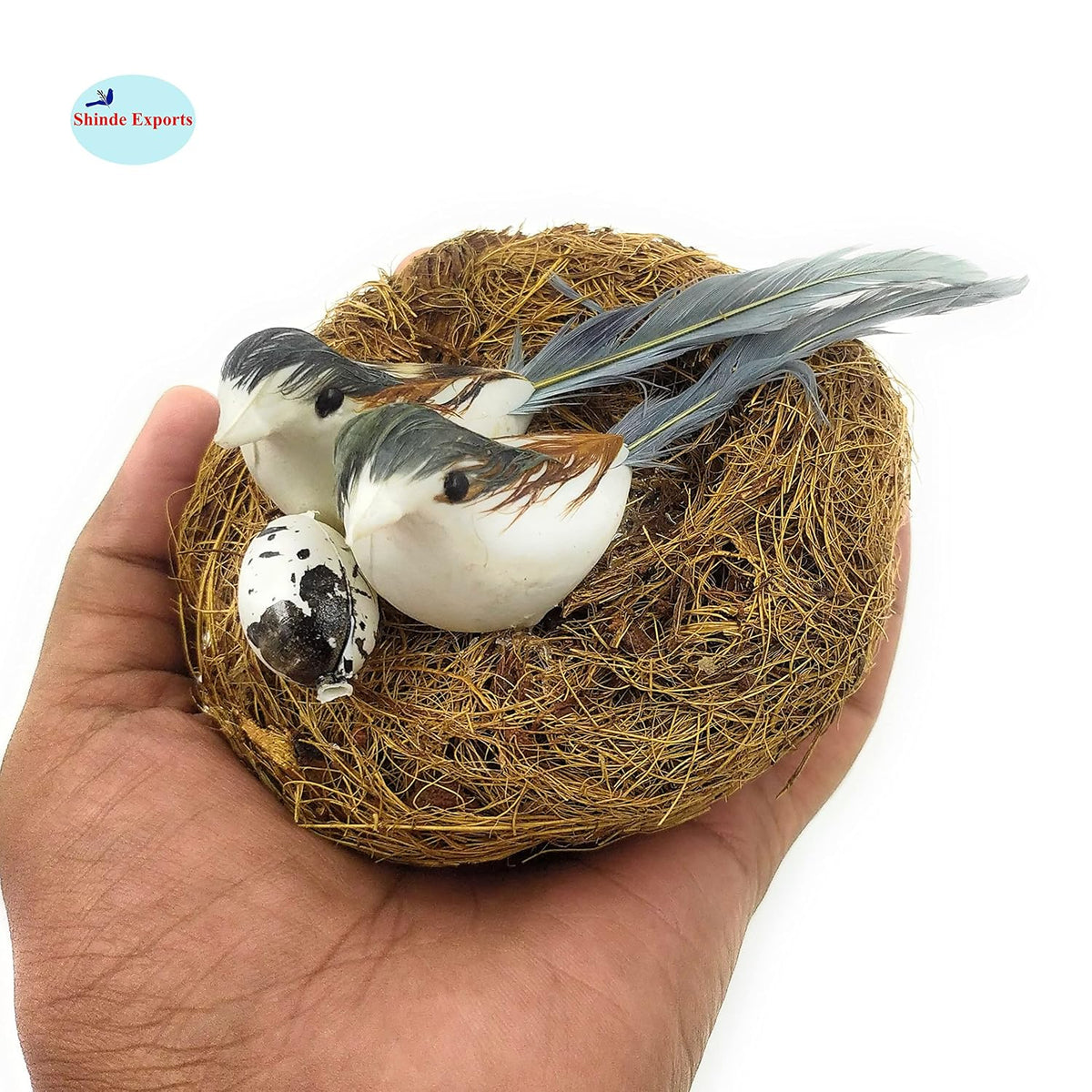 SHINDE EXPORTS Decorative Artificial Birds Nest Hanging Made of Natural Grass Best for Balcony Home Decor and Gifting (Design 12)