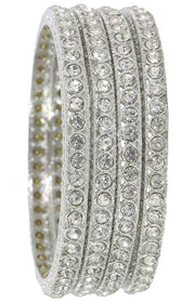 NMII Traditional Golden Metal Bangles Kada Set For Women & Girls with Zircon Stone | Diamond Bangles | Premium Bangles For Wedding, Party, Shadi, Function | Women's Fashion Jewellery- Set of 4