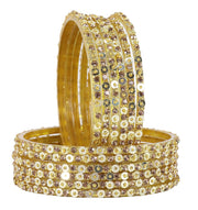 NMII Stylish Glass Bangles Set with Golden Diamond Stone & Sitara Beads Design For Women & Girls | Designer Women's Glass Bangles | Traditional Chudi Set | Girl's Bangles Fashion Jewellery- Set of 12