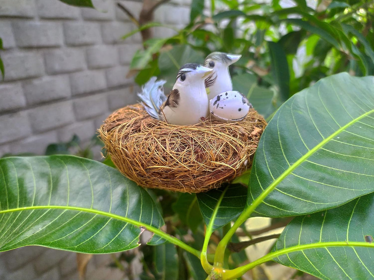 SHINDE EXPORTS Decorative Artificial Birds Nest Hanging Made of Natural Grass Best for Balcony Home Decor and Gifting (Design 12)